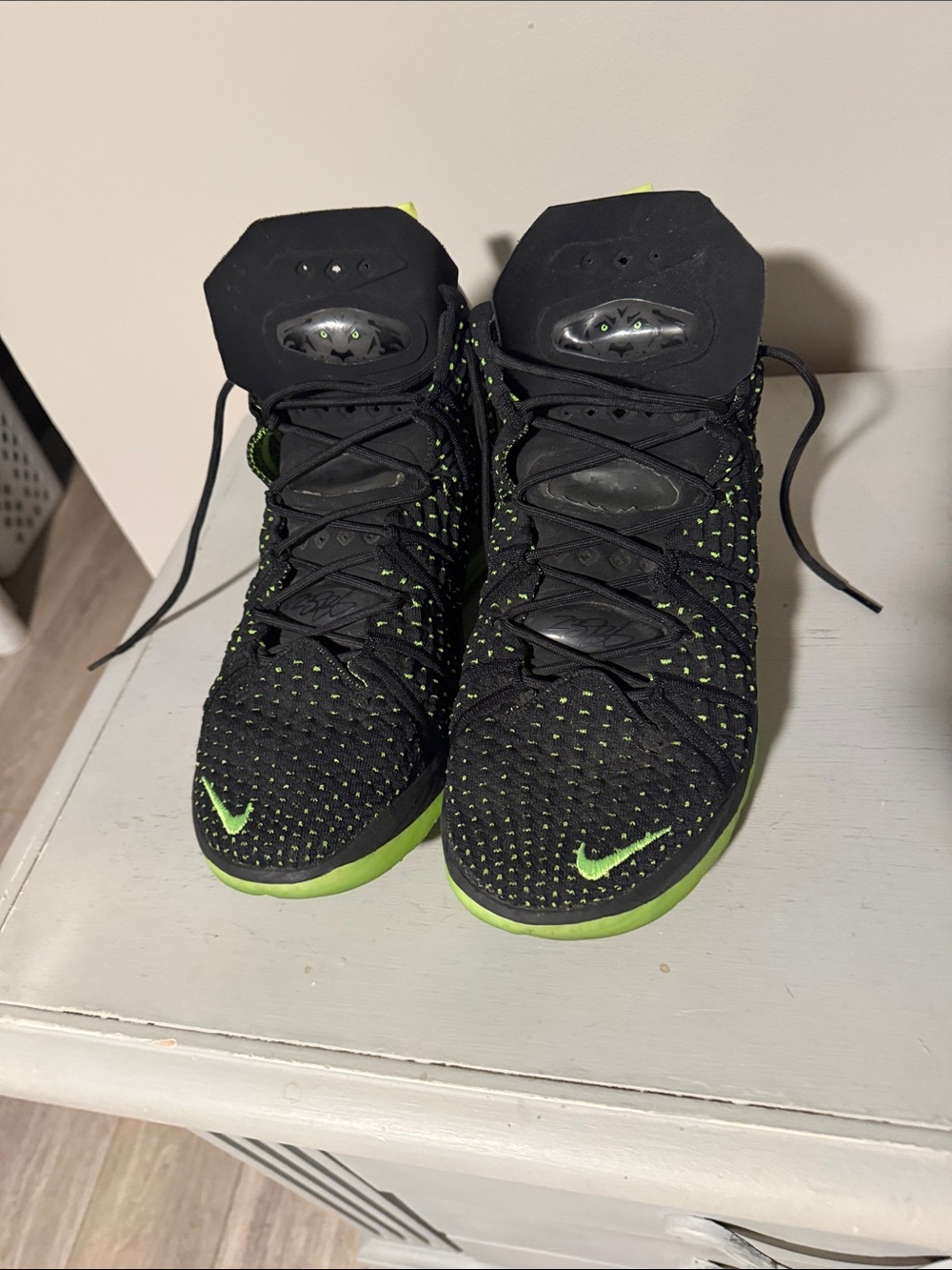 Nike Men’s Black with Neon Green Accents High-Top Sneakers